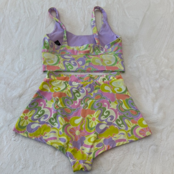 New! SET Beach Riot Leah Crop Felicia Boyshort Psychedelic Sunshine 31123 - Picture 10 of 14